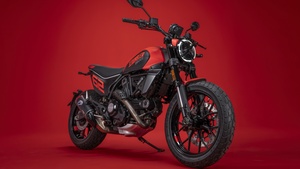 Ducati Scrambler Full Throttle, Red background, 2023, 4K wallpaper