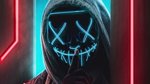 Mask, Neon, Artist, Artwork, Digital Art, 4K wallpaper