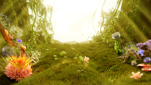 Mystical Forest, Sunlight, Serenity, Lush green field, Outdoor, Floral, 4K wallpaper