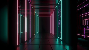 Neon Lights, Corridor, Futuristic, Surreal, 4K wallpaper