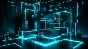 Neon Lights, Modern interior, Ethereal, Glowing, Dreamlike, 4K wallpaper