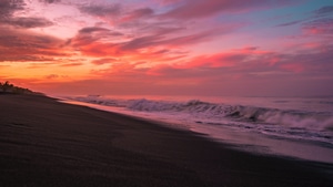 Sunset, Waves, Sunrise, Morning, Evening, Nature, 4K wallpaper