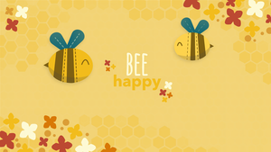 Bee happy, Yellow aesthetic, Illustration, 4K wallpaper