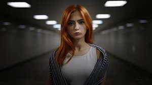 Redhead, Girls, Model, 4K wallpaper