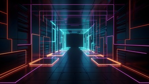 Dark room, Neon Lights, Glowing, 4K wallpaper