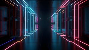 Futuristic, Corridor, Neon Lights, Glowing, 4K wallpaper