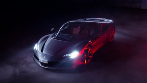 Ferrari SF90 Stradale, Supercar, Hybrid cars, Dark background, 4K wallpaper