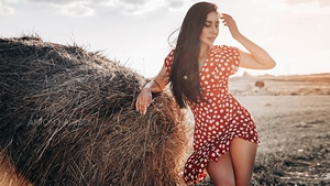 Girls, Model, Field, Dress, 4K wallpaper