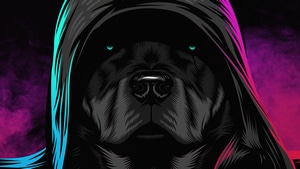 Dog, Artist, Artwork, Digital Art, Dark, Black, 4K wallpaper