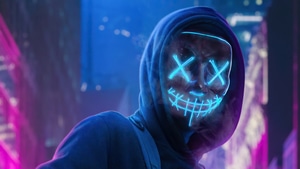 Anonymus, Mask, Artist, Artwork, Digital Art, Neon, 4K wallpaper