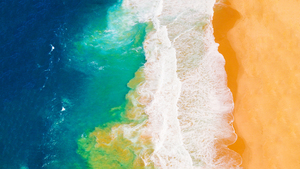 Aerial view, Beach, Ocean, Waves, Coastline, 4K wallpaper