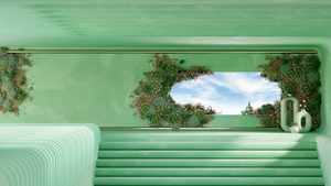Modern architecture, Green aesthetic, Microsoft Design, Contemporary, 4K wallpaper