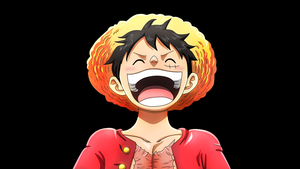 Luffy, Laughing, One Piece, Black background, 4K wallpaper