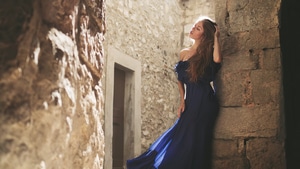Blue Dress, Girls, Model, 4K wallpaper
