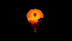 Air Balloon, Artist, Artwork, Digital Art, Dark, Black, Minimalism, Minimalist, 4K wallpaper