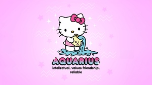 Aquarius, Hello Kitty, Zodiac sign, Lavender background, Sanrio, 4K wallpaper