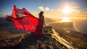 Red Dress, Girls, Model, 4K wallpaper