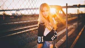 Girls, Model, Fence, 4K wallpaper