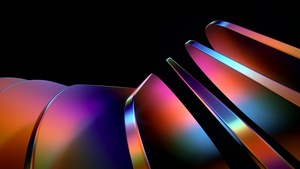 Rainbow swirl, Vibrant, Black background, Colorful, Abstract art, Modern, 4K wallpaper