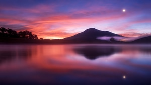 Evening, Mountains, Nature, Sky, Reflection, 4K wallpaper