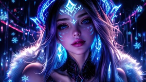 Dream girl, Neon art, Asian Girl, Anime girl, AI art, 4K wallpaper