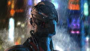 Robot, Rain, Cyborg, Artist, Artwork, Digital Art, Artstation, 4K wallpaper