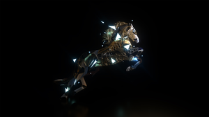 Horse, Low poly, Surreal, AMOLED, Black background, 4K wallpaper