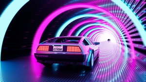 Retrowave, Delorean, Artist, Artwork, Digital Art, 4K wallpaper