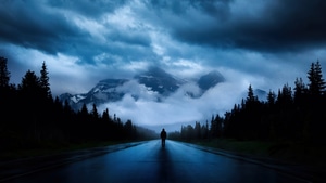 Alone, Walking, Road, Photography, Nature, Mountains, Clouds, 4K wallpaper