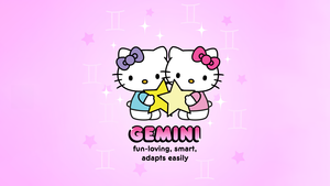 Hello Kitty, Zodiac sign, Smart, Pink aesthetic, Sanrio, 4K wallpaper