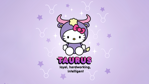 Hello Kitty, Zodiac sign, Purple aesthetic, Sanrio, 4K wallpaper