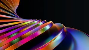 Abstract design, Rainbow swirl, Black background, Colorful, Vibrant, 3D Render, 4K wallpaper