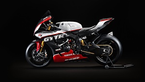 Yamaha R1 GYTR Pro, 25th Anniversary, 2023, Black background, 4K wallpaper