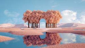 Mysterious, Glass, Reflection, Landscape, Body of Water, Surreal, 4K wallpaper