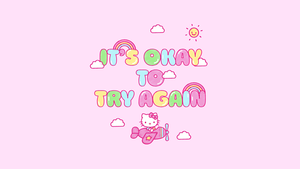 Try again, Hello kitty quotes, Pink background, Sanrio, Pink text, 4K wallpaper