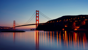 Golden Gate Bridge, Scenic, Sunset, Reflections, San Francisco, 4K wallpaper