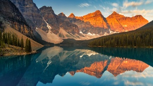 Banff National Park, Sunrise, Scenery, Moraine Lake, Wilderness, 4K wallpaper
