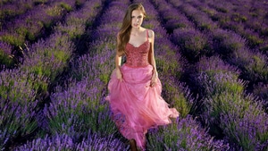 Girls, Model, Lavender, Flowers, Field, 4K wallpaper