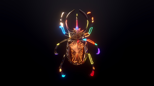 Colorful, Beetle, Glowing, Dark background, Neon, 4K wallpaper