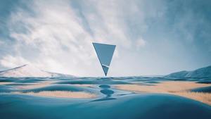 Triangle, Landscape, Glass, Reflection, Surreal, Illusion, Ethereal, Serene, 4K wallpaper