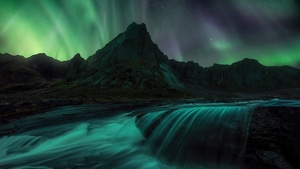 Northern Lights, Mountains, Nature, Stars, Sky, Long Exposure, Aurora, 4K wallpaper
