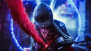 Biker, Artist, Artwork, Digital Art, Neon, 4K wallpaper