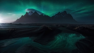 Northern Lights, Mountains, Nature, 4K wallpaper