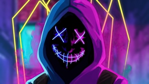 Mask, Neon, Artist, Artwork, Digital Art, 4K wallpaper