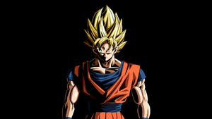 Goku, AMOLED, Super Saiyan, Dragon Ball Z, Black background, 4K wallpaper