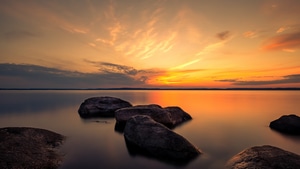 Rocks, Nature, Sunset, 4K wallpaper