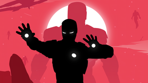 Marvel, Iron Man, Silhouette, Illustration, Red aesthetic, 4K wallpaper