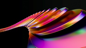 3D Render, Modern, Abstract design, Rainbow swirl, Black background, Colorful, Vibrant, 4K wallpaper