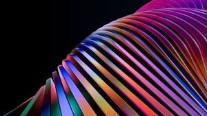 Vibrant, Rainbow swirl, 3D Art, Black background, 4K wallpaper
