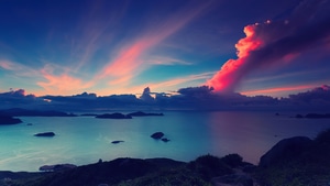 Sunset, Island, Lake, Nature, 4K wallpaper